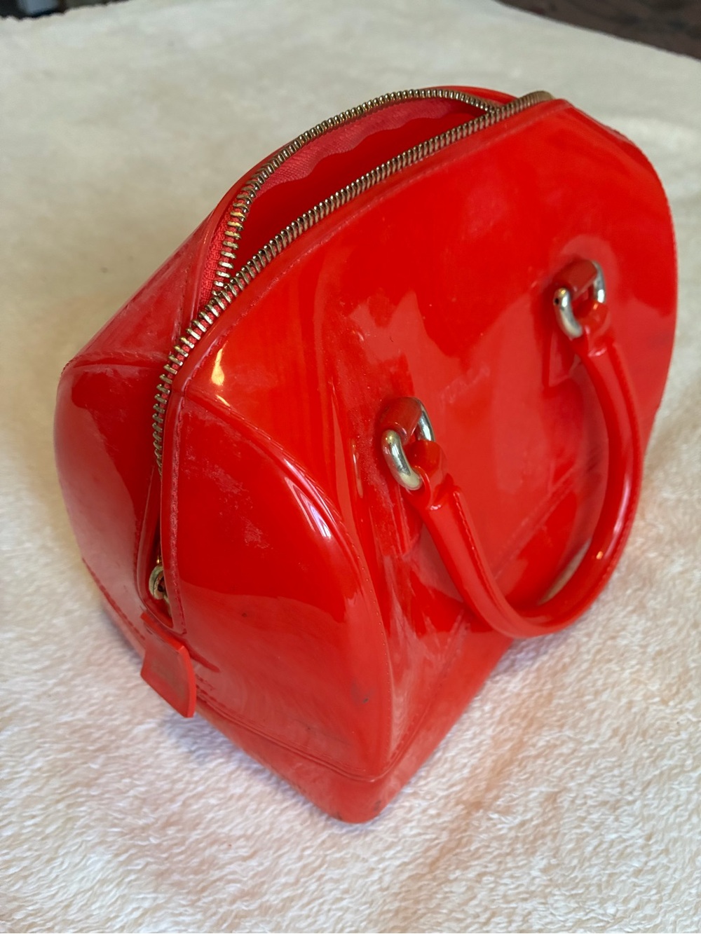 Furla Glossy Red Dome Satchel Candy Bag